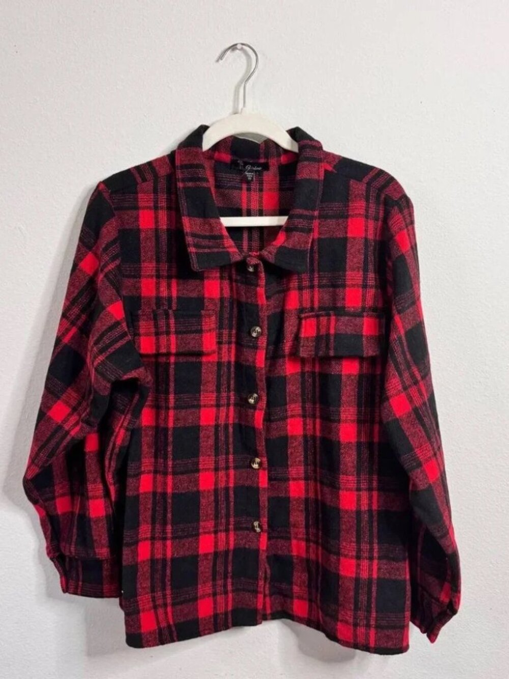 Rainbow Women’s Black Red Plaid Button-Up Shirt Size 2X